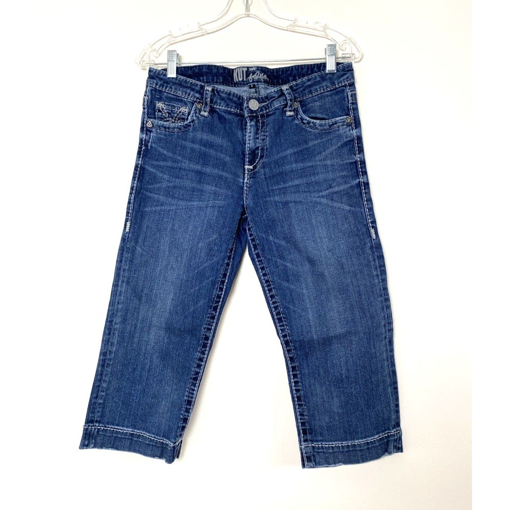 Kut From The Kloth Blue Capri Denim Size 6 Crop Straight Leg Jeans Low Rise